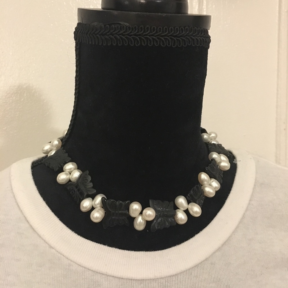 Handmade Butterfly and Pearl Necklace